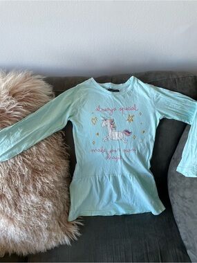 Essentials Light Blue Unicorn Long Sleeve Top